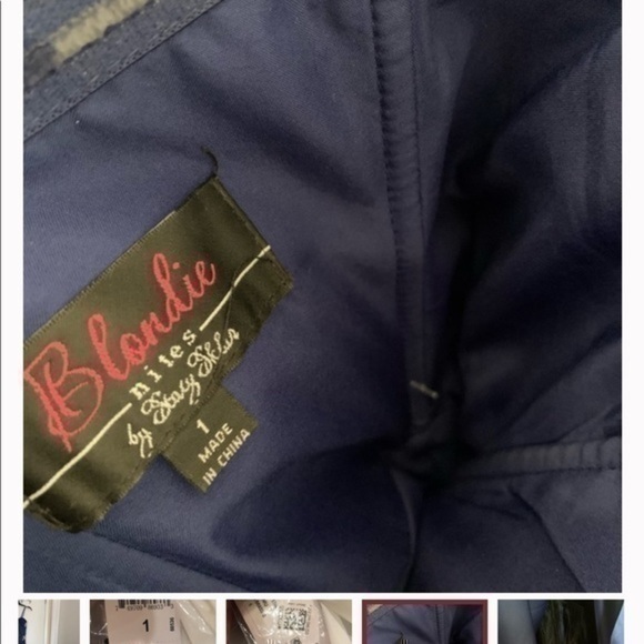 Blondie Blue Embroidered Strapless Ballgown Prom Dress - Picture 14 of 15